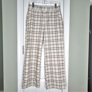 Sanctuary Plaid Pull-On Trousers Neutral Tartan Pant Beige Tan Black Medium